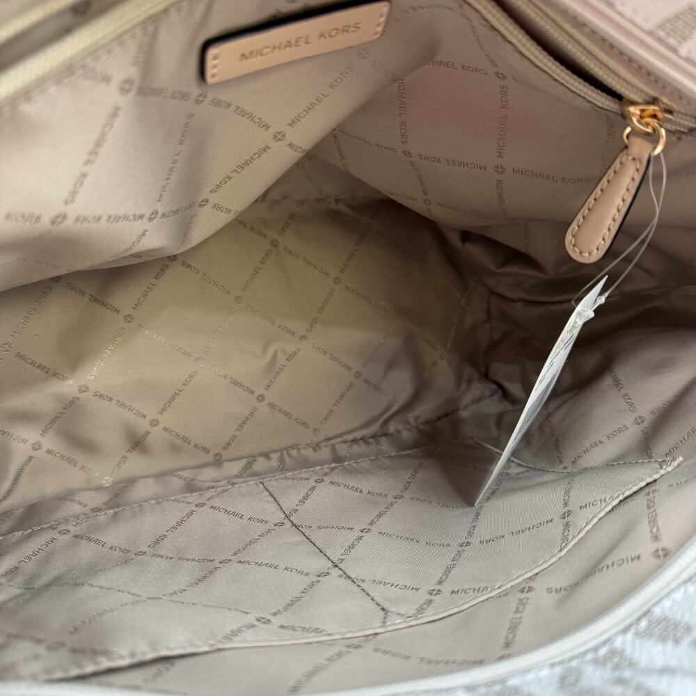 Michael Kors Jet Set Charm Large Vanilla Monogram Tote Bag Shoulder Purse - Picture 10 of 13